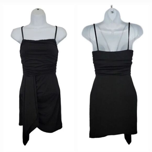 Revolve Lovers + Friends Ruched Jersey Knit Mini Dress in Black Size XXS - Picture 3 of 11